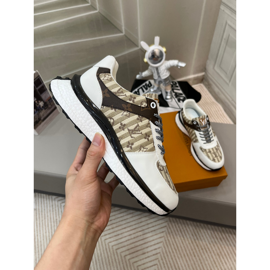 100% Calidad Original] Moda Nuevo Estilo Clásico Louis Vuitton Lv  Zapatillas De Deporte Hombres Mujeres Zapatos Casuales Con Cordones En  Relieve Letras Entretejidas Cuero Negro