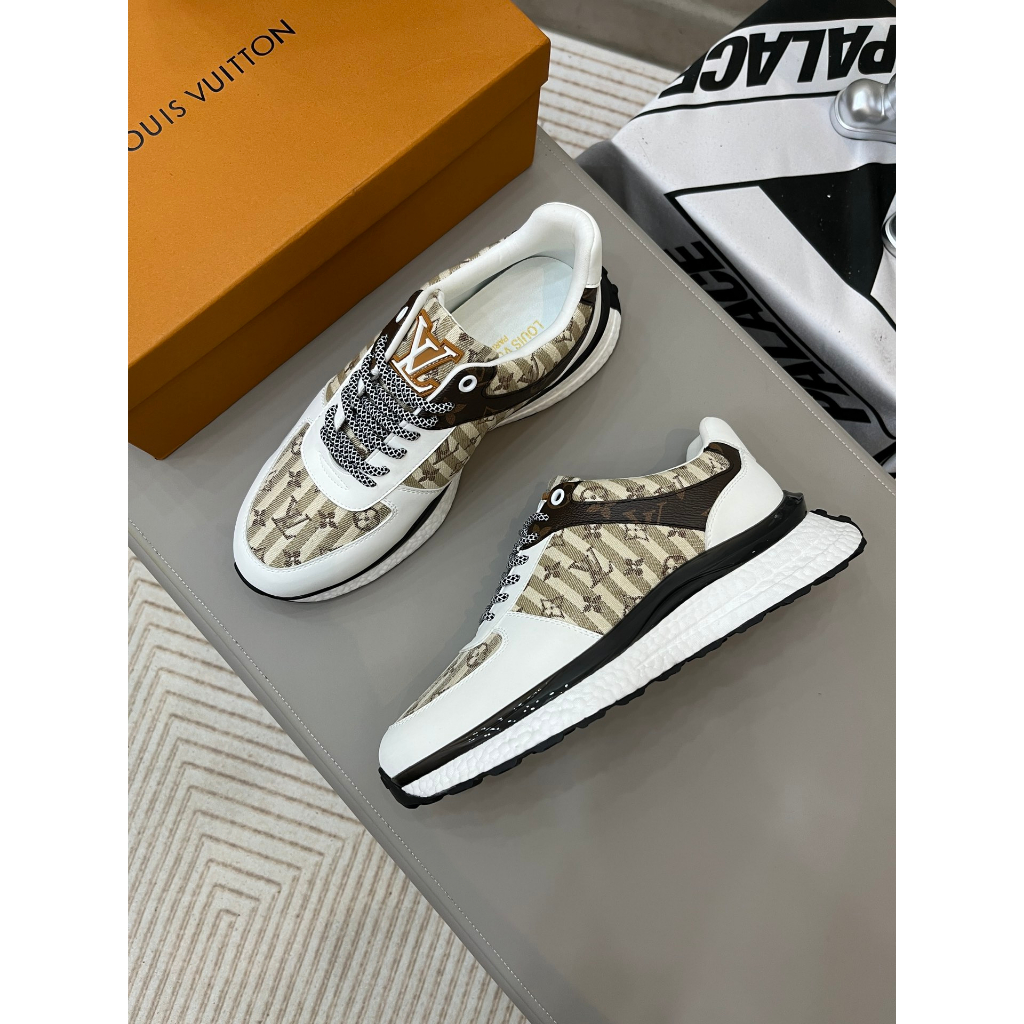 100% Calidad Original] Moda Nuevo Estilo Clásico Louis Vuitton Lv  Zapatillas De Deporte Hombres Mujeres Zapatos Casuales Con Cordones En  Relieve Letras Entretejidas Cuero Negro