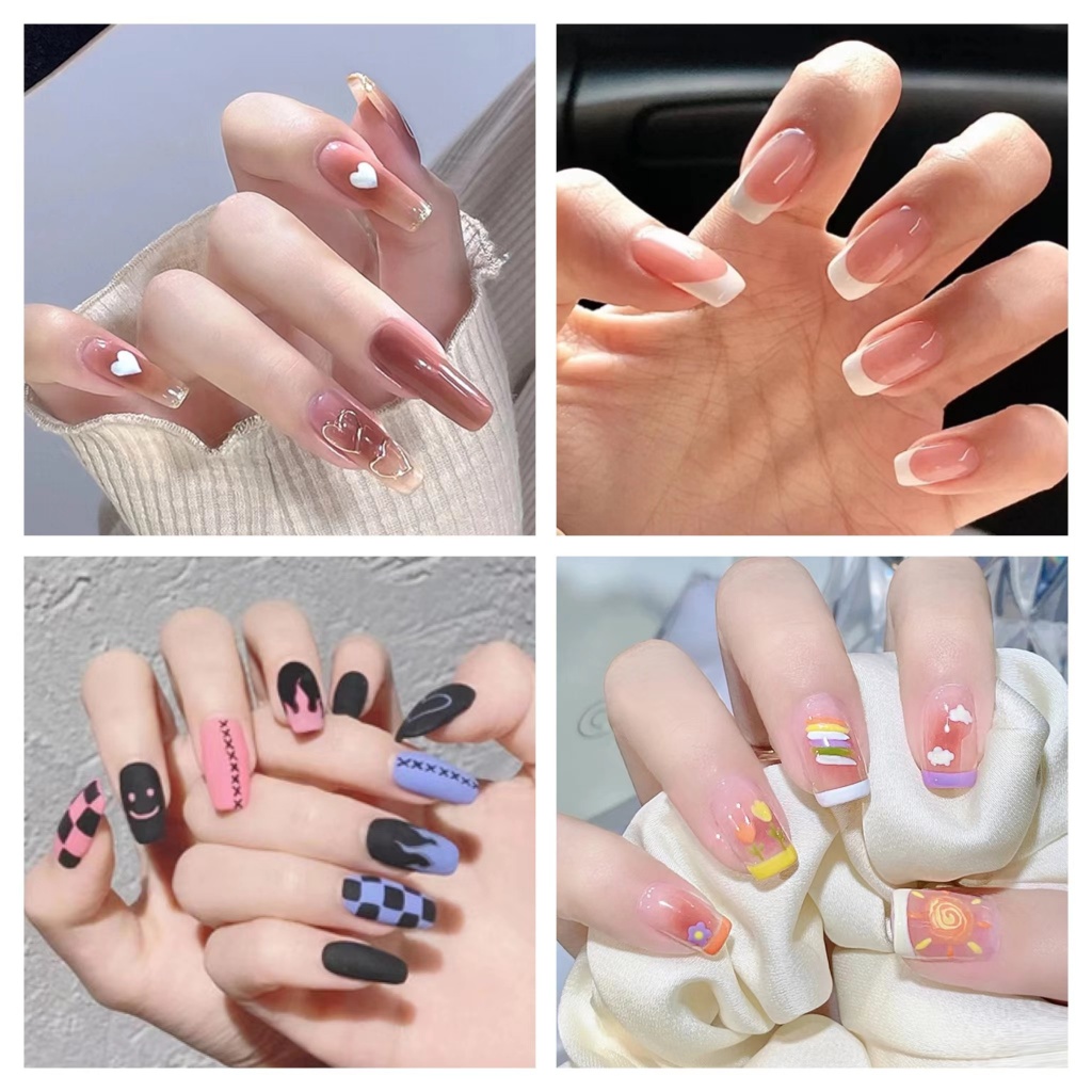 Uñas Postizas 24 Piezas Uñas Postizas Coloridas Acabadas Uñas Postizas