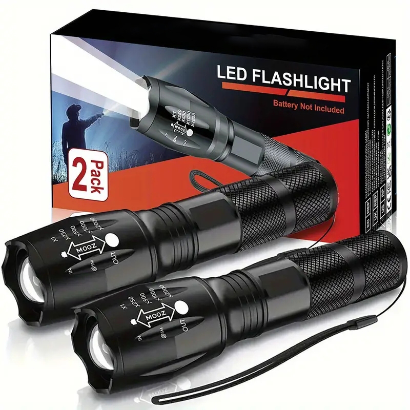Linterna recargable, linterna LED magnética 【Batería no incluida】con luz de  trabajo COB, linternas tácticas de bolsillo con 6 modos, 1000 lúmenes
