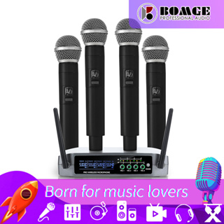 Sistema de micrófono inalámbrico profesional de 4 canales, micrófonos de  mano inalámbricos de metal UHF para cantar karaoke en iglesia, frecuencia
