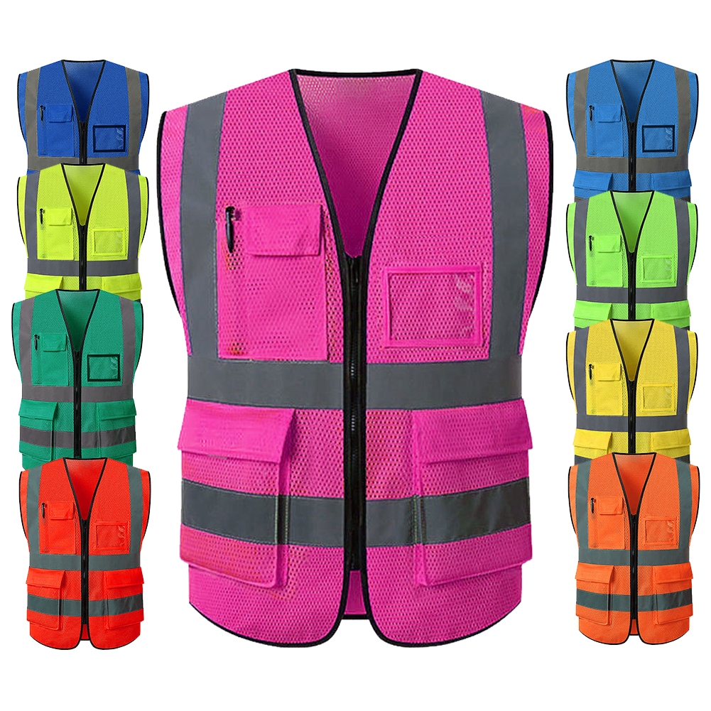 Chaleco de seguridad de alta visibilidad con bolsillos reflectantes, color  rosa, talla S, Rosado