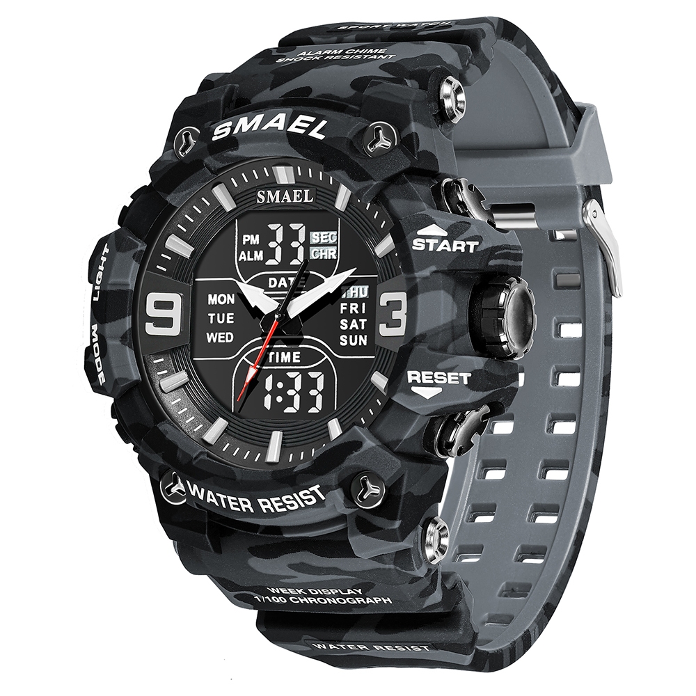 SMAEL Men Sport Watch Brand Digital Wristwatch Alarm LED Sport