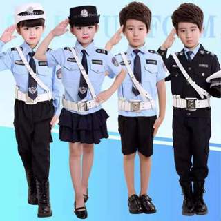 Conjunto de disfraz de policía para niños, 7 piezas, vestido de oficial de  policía para niños, sombrero, chaleco, insignia, silbato, gafas de sol