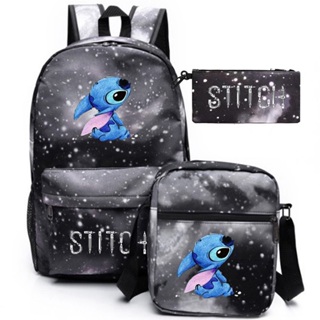 Mochila Disney Stitch de 3 piezas para escuela primaria y secundaria, bolsa  de almuerzo, bolsa de lápices, suministros escolares impermeables