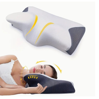 Almohada de algodón tejida para dormir con soporte para el cuello,  almohadas de contorno para dolor de cuello y hombros, almohada cervical  ergonómica