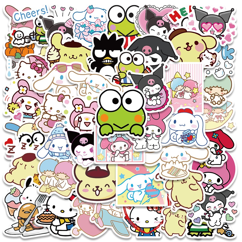 50 Stickers De PVC Impermeables Colección De Dibujos Animados Sanrio ...