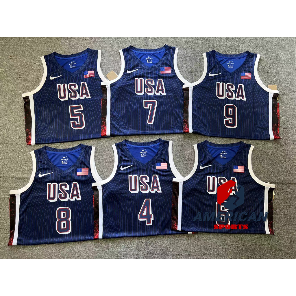 Hombres Camiseta Team USA Lebron James Regata Stephen Curry 2024 Olimpico Jayson Tatum Azul Anthony Edwards Polera De Baloncesto Jersey Shopee Chile