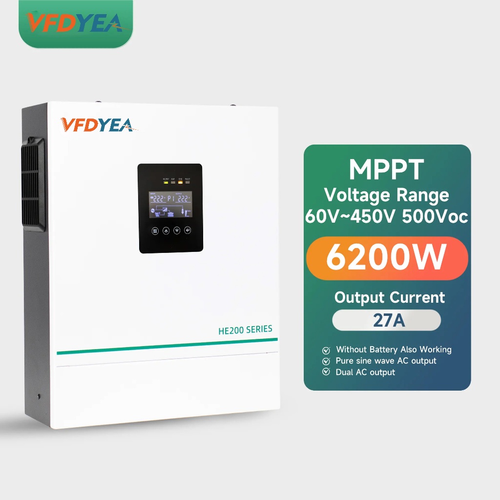 Inversor Solar Híbrido MPPT 6200W, 48V, 230V, Con BMS Y WiFi - Para Instalaciones Fuera De Red
