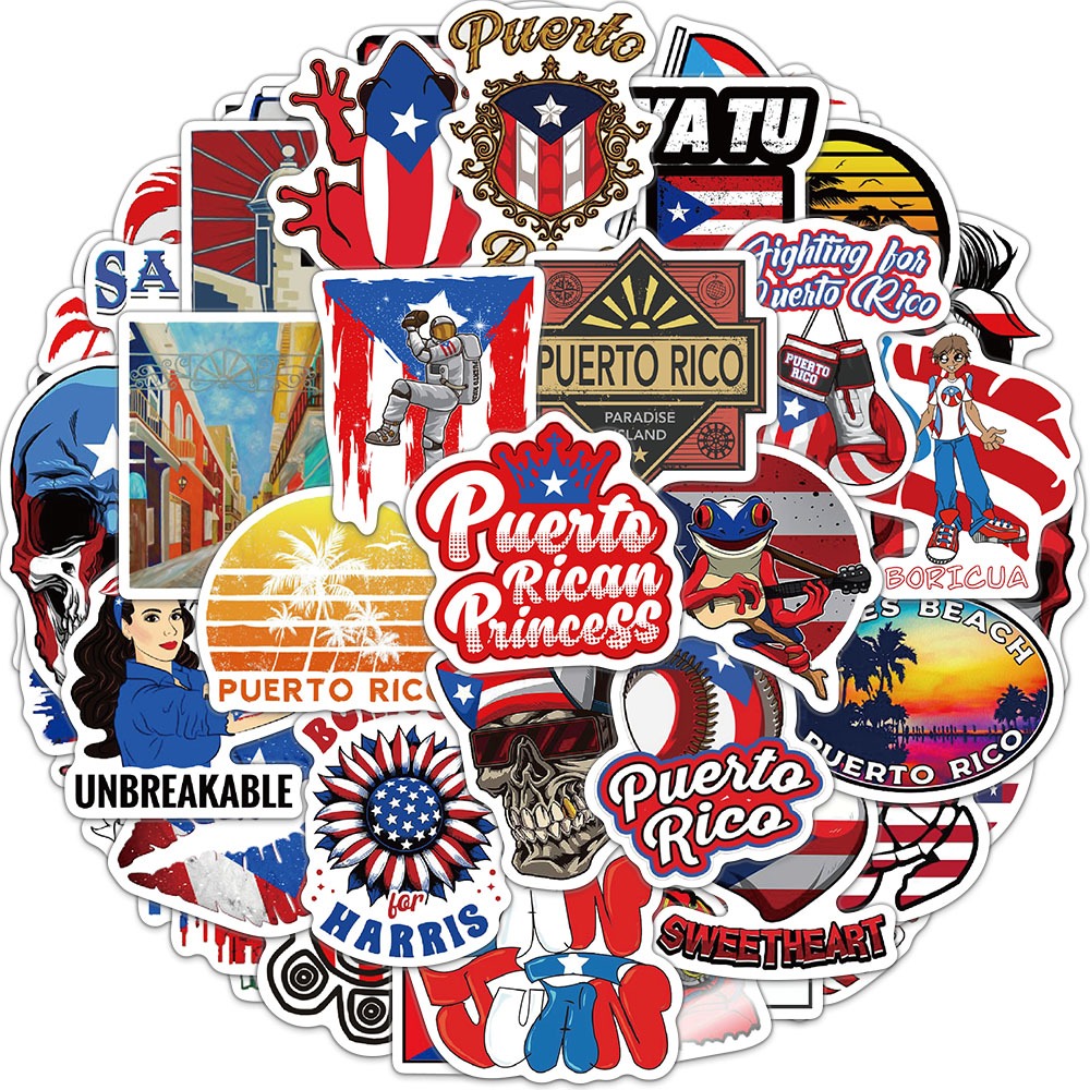 50 Stickers De Puerto Rico Calcomanías De Viaje A Prueba De Agua Para ...