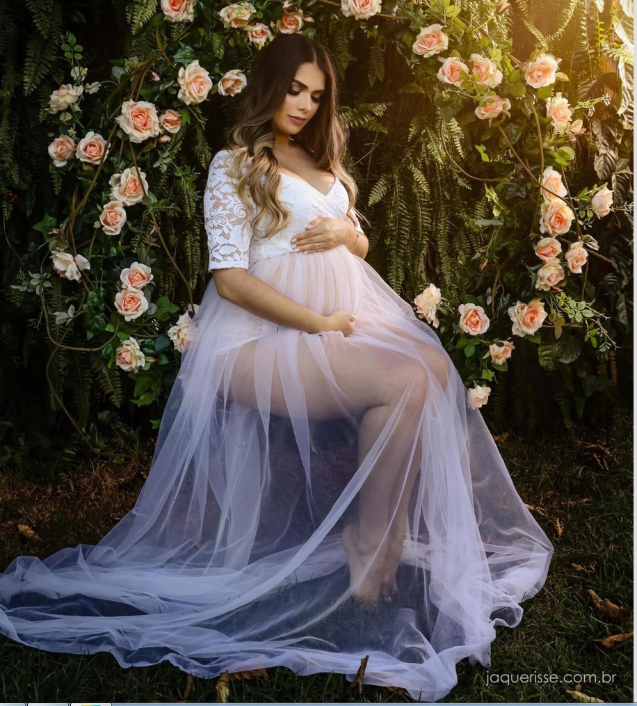 Vestido De Maternidad De Tul Transparente Y Elegante Para