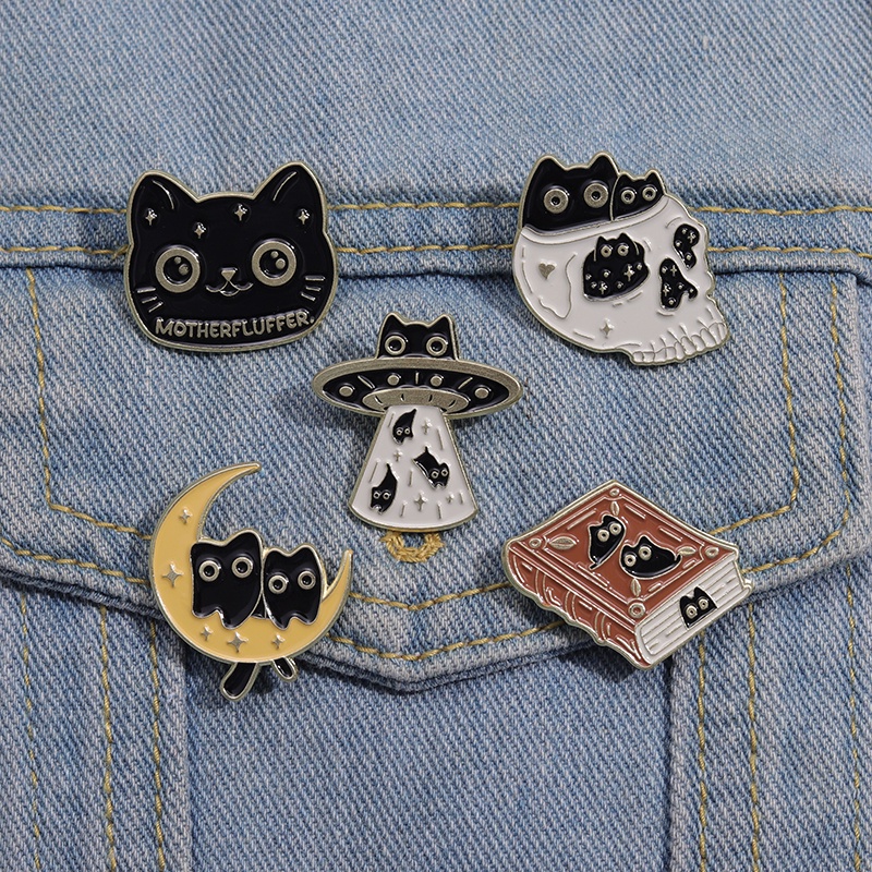 Pack De 8 Broches De Gato De Esmalte – Alfileres De Dibujos Animados Para Mochilas, Chaquetas Y Accesorios Originales