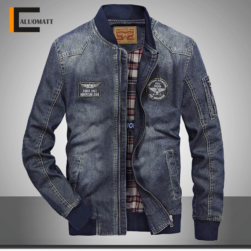 Primavera Otono Hombres Chaqueta De Mezclilla 2021 Nuevo Hombre Stand Cuello Vintage Jeans Rib Manga Retro Abrigo Shopee Chile