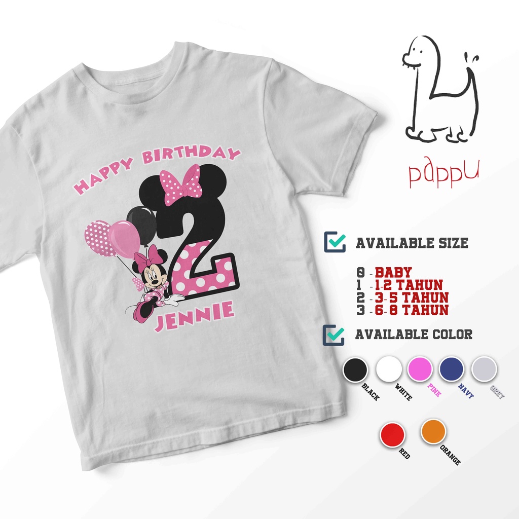 C 521 Minnie Mouse Cumplea os Personalizado Nombre Polera Shopee