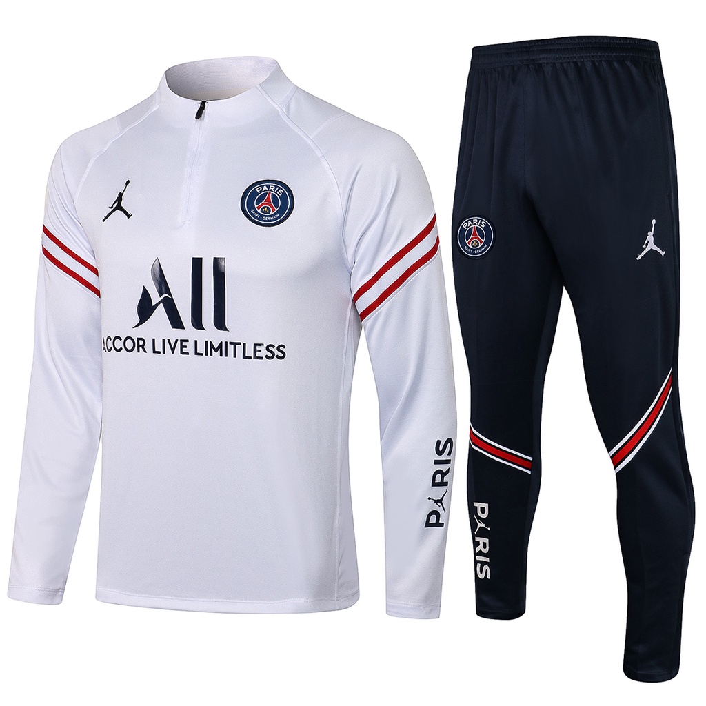 2021 22 23 24 paris saint germain psg Buzo De Futbol Blanco Ropa De Entrenamiento Traje Cremallera Polera De Manga Larga Pantalones Conjunto De Alta Calidad s 2xl Shopee Chile