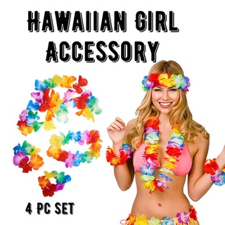 Conjunto Hawaiano de cinta, collar y muñequeras
