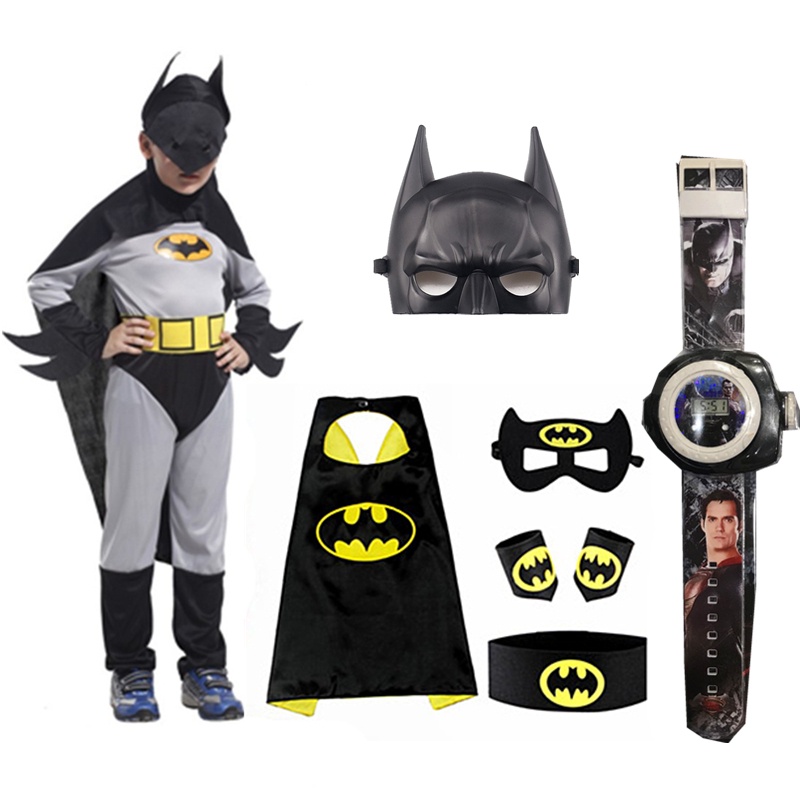 Disfraz Para Niños Batman Armor Mask Capa Conjunto Cosplay Superhéroe  Juguete Reloj Traje