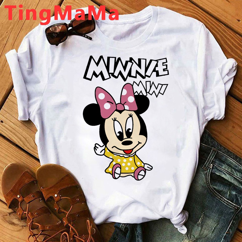 Divertido De Dibujos Animados De Mickey Mouse Minnie Camiseta De Las Mujeres De Impresion Pareja Ropa kawaii Blanco Superior Camisetas vintage Shopee Chile