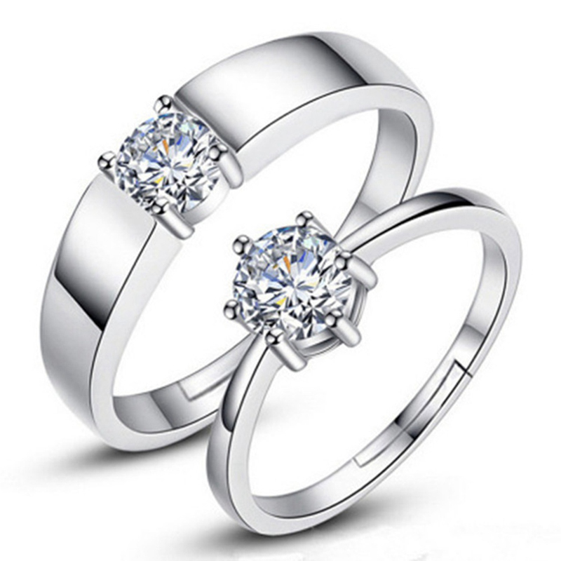 Conjunto De Anillos De Pareja De Cristal Ajustable Para Mujeres Anillo De Astilla Para Parejas Boda Para Hombres Y Promesa Compromiso Shopee Chile