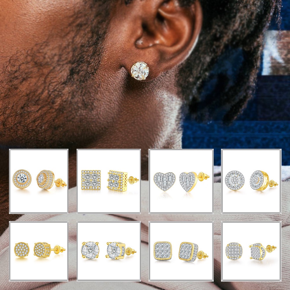 Aretes Europeos Americanos De Hip-Hop Circonita Para Hombre Y