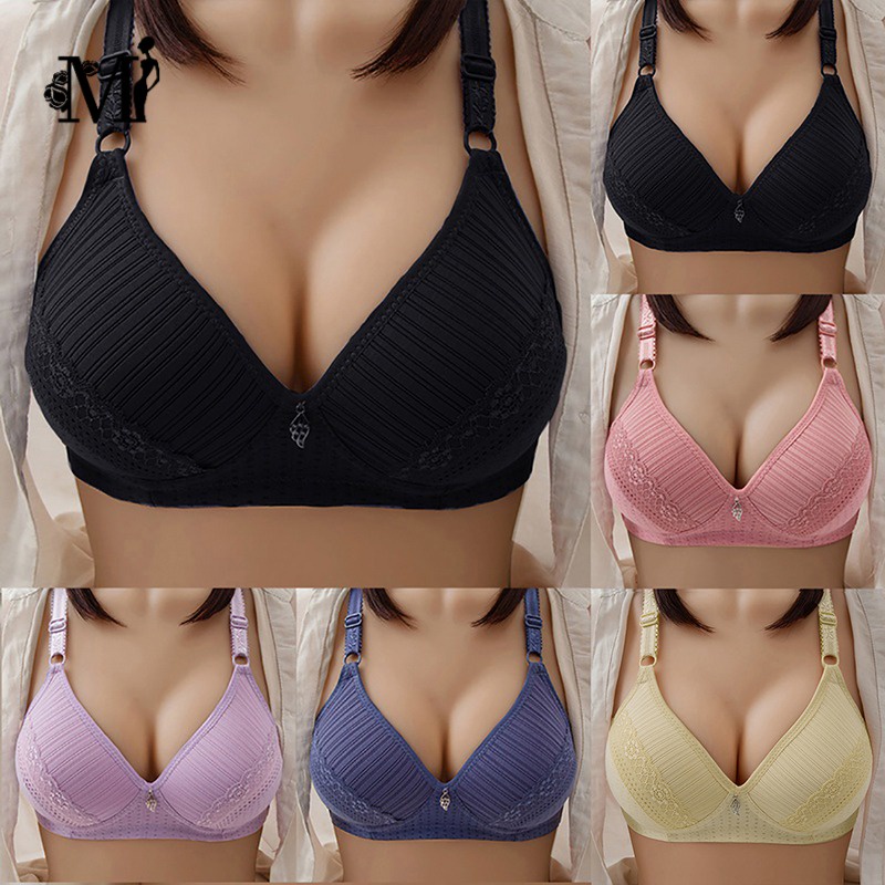 Sujetador De C Sin Alambre Talla Grande 36-46 Algodón Push Up Completa Costuras Sujetadores Inalámbricos Ropa Interior | Shopee Chile