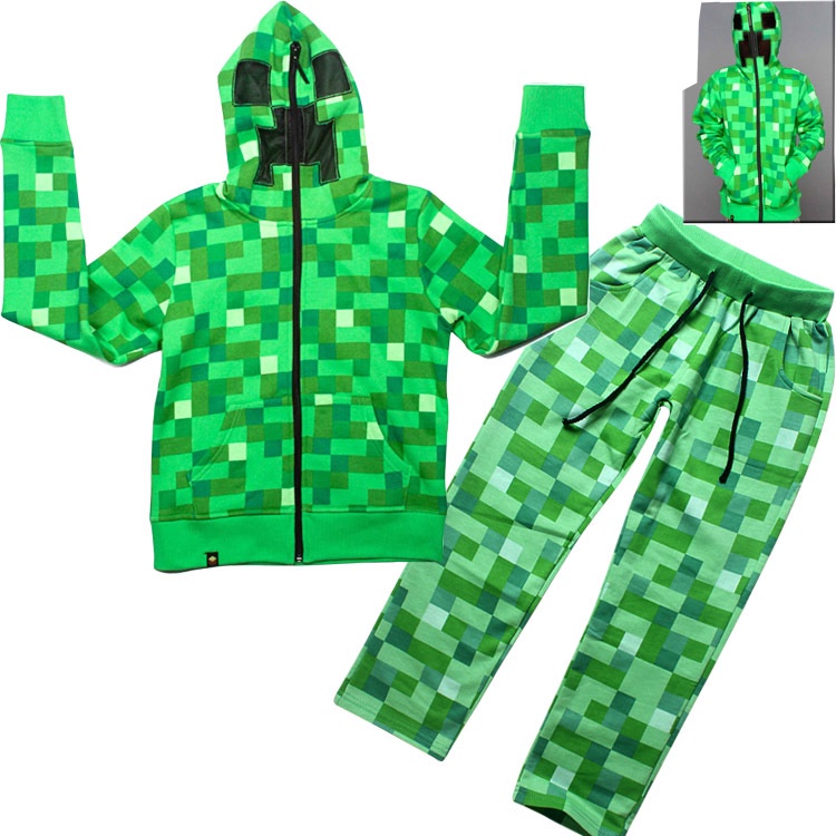 minecraft creeper disfraz con capucha con capucha con máscara de cara completa para niños