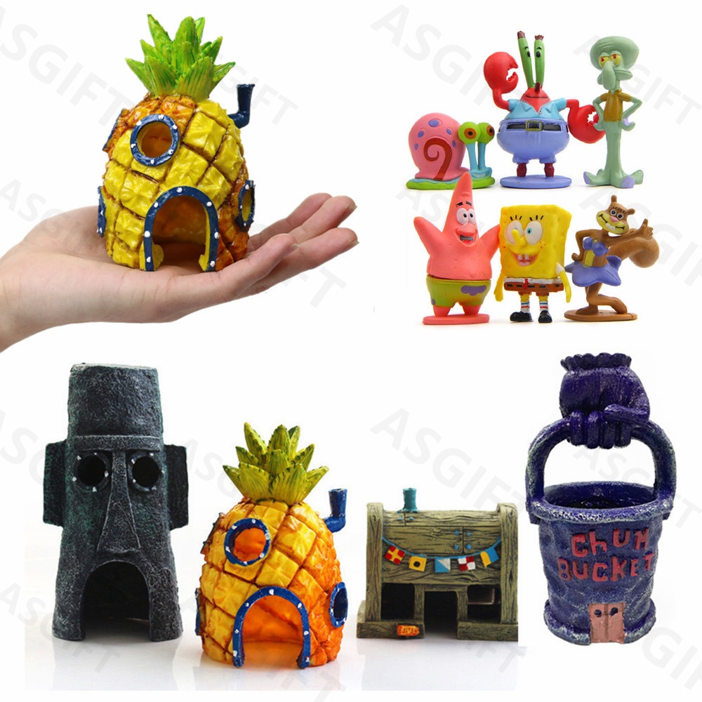 Acuario Bob Esponja Piña Decoración De Casa Tanque De Peces Adorno