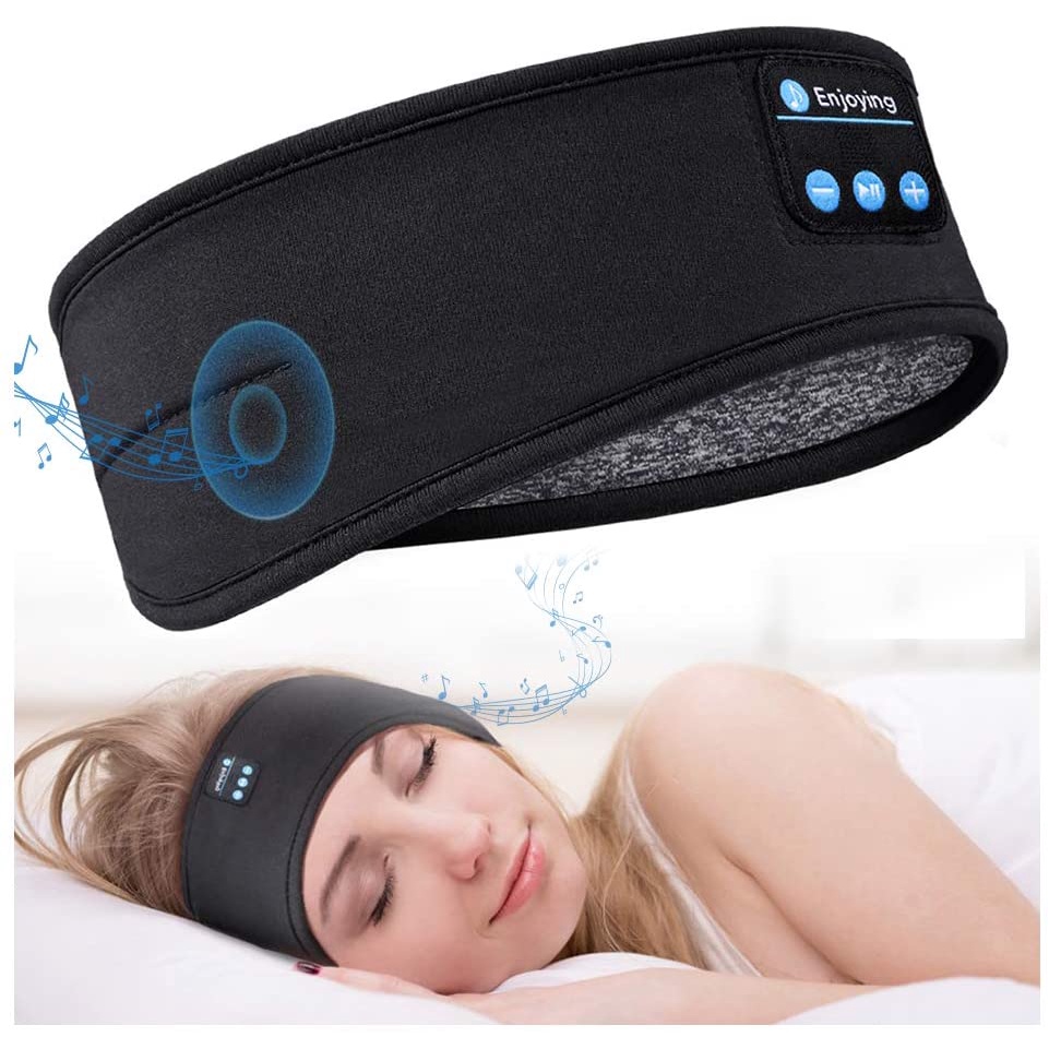 Auriculares inalámbricos de música con Bluetooth, cascos para dormir,  diadema deportiva, antifaz cómodo y elástico para dormir de lado