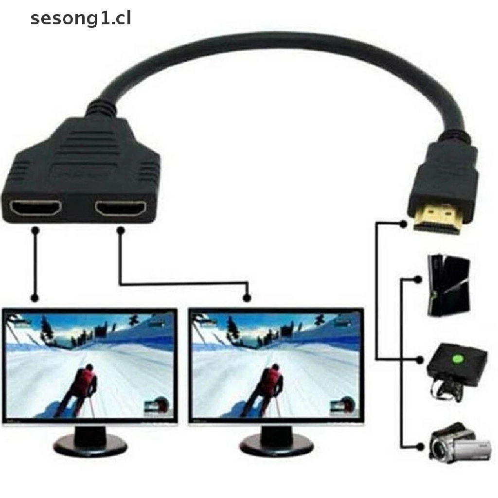 Divisor HDMI 1 en 2 Salida Misma pantalla, Cable Adaptador, Soporta  Monitores Duales, Macho a Doble HDMI Hembra 1 a 2 Vías