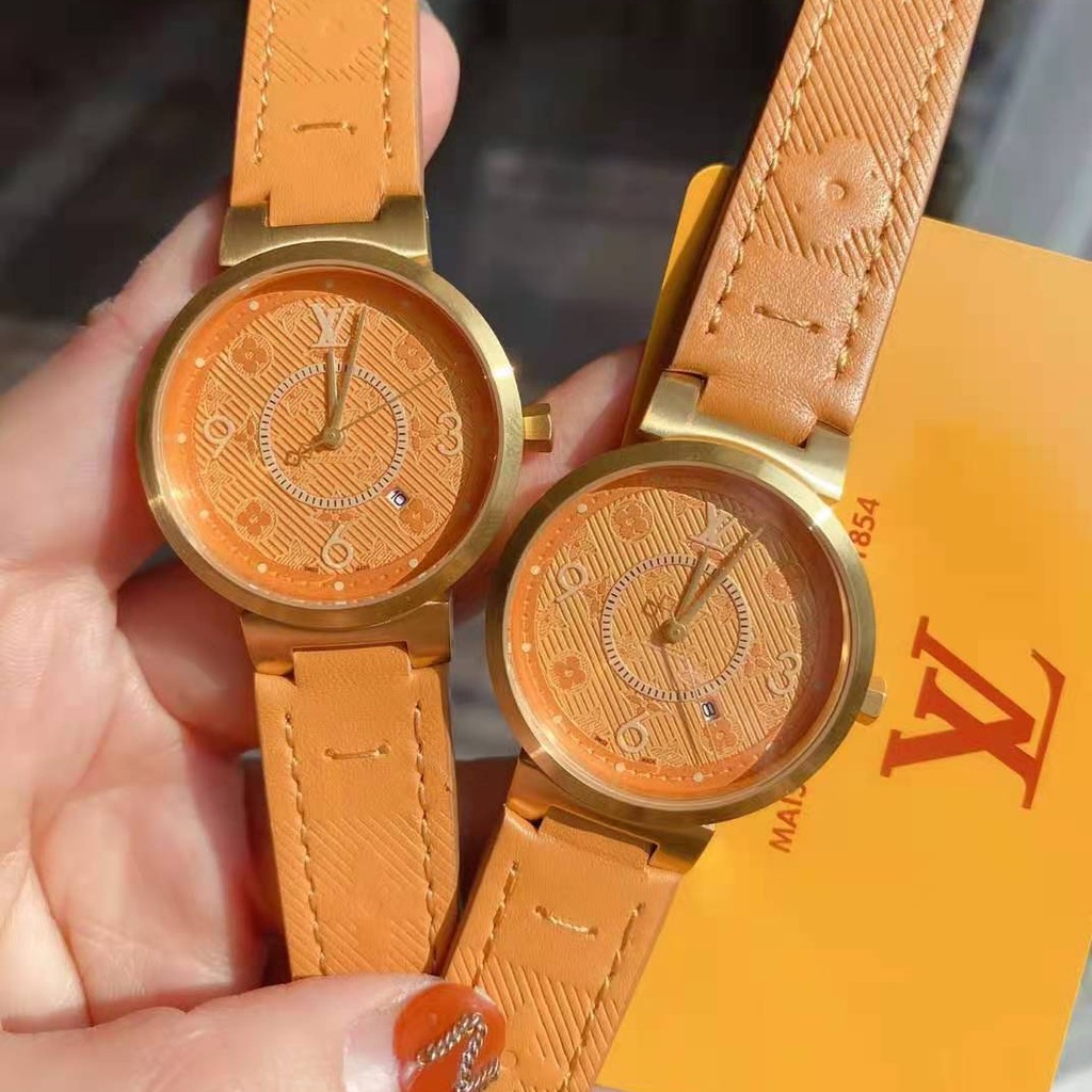 LV Reloj De Pulsera Para Mujer Calendario De Cuarzo Correa De