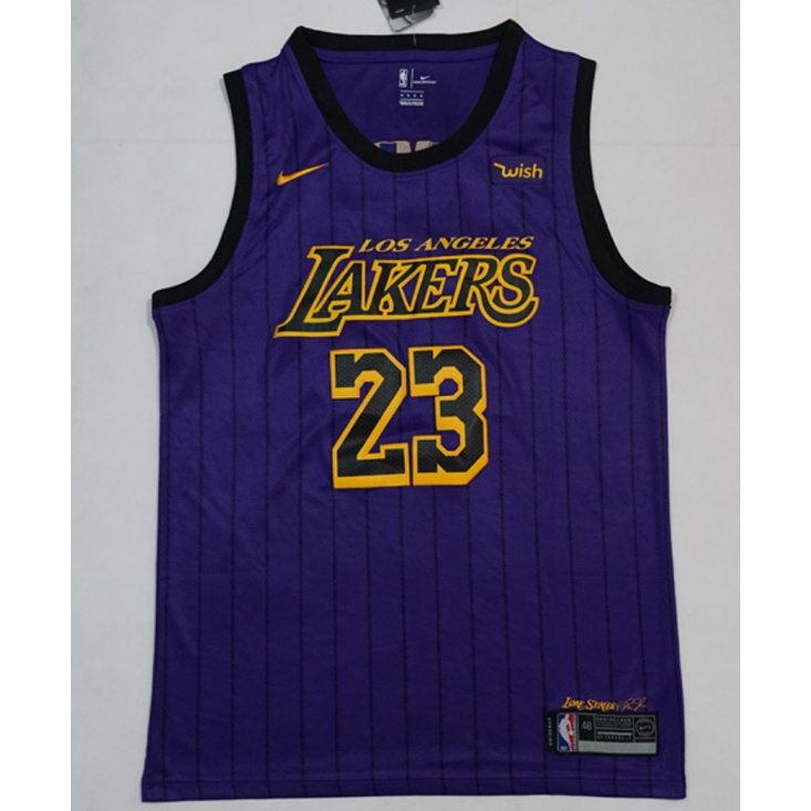 2021 Nueva Hombres Los Angeles Lakers # 23 LeBron James Bordado Polera De Baloncesto jersey city Rayas Moradas - Shopee Chile