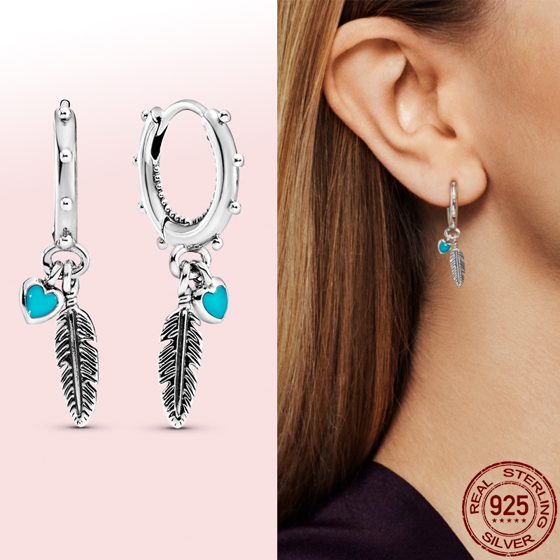 Aros De Plata s925 Original Pandora Joyeria Corazon Mujer Moda Simple Regalo Shopee Chile