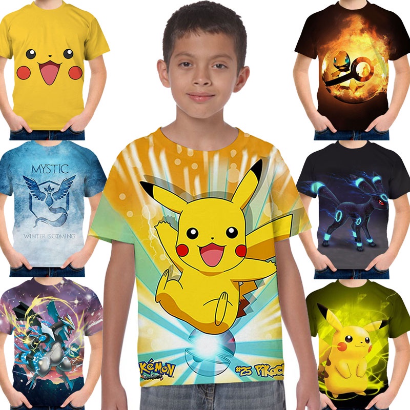 Pokemon Pikachu Camiseta Para Ropa De Niños Boutique Y Niñas Manga Corta  Tops Tee | Shopee Chile