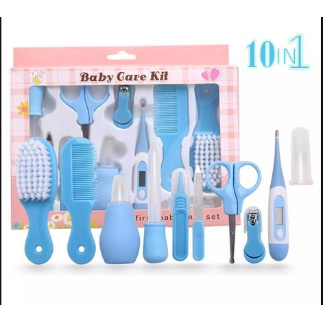  Kit de aseo para bebés, kit de aseo para bebés, cepillo de pelo  8 en 1, cortaúñas, limpiador de nariz, cepillo de dientes de dedos, tijeras  de uñas, kit de manicura