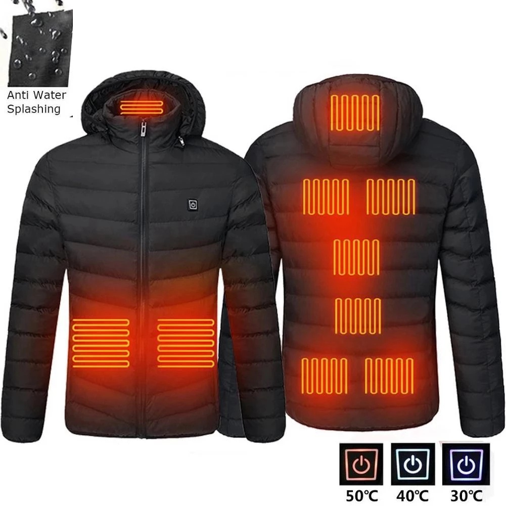 Chaqueta térmica para hombre con capucha desmontable Abrigo de chaqueta  térmica cálida de invierno al aire libre con 4 zonas de calefacción