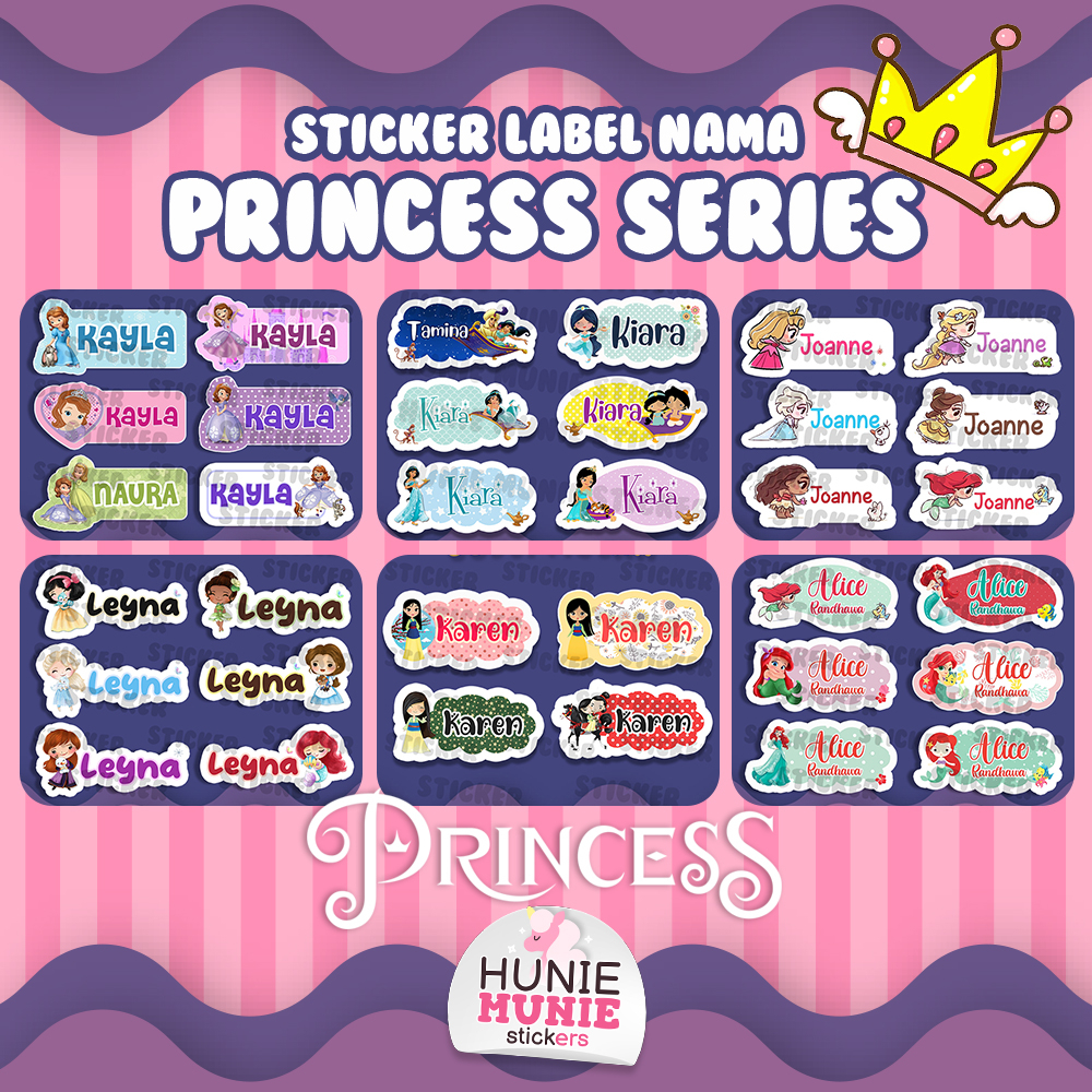 Adhesivo Personalizado Con Texto Y Nombre Princesas Disney