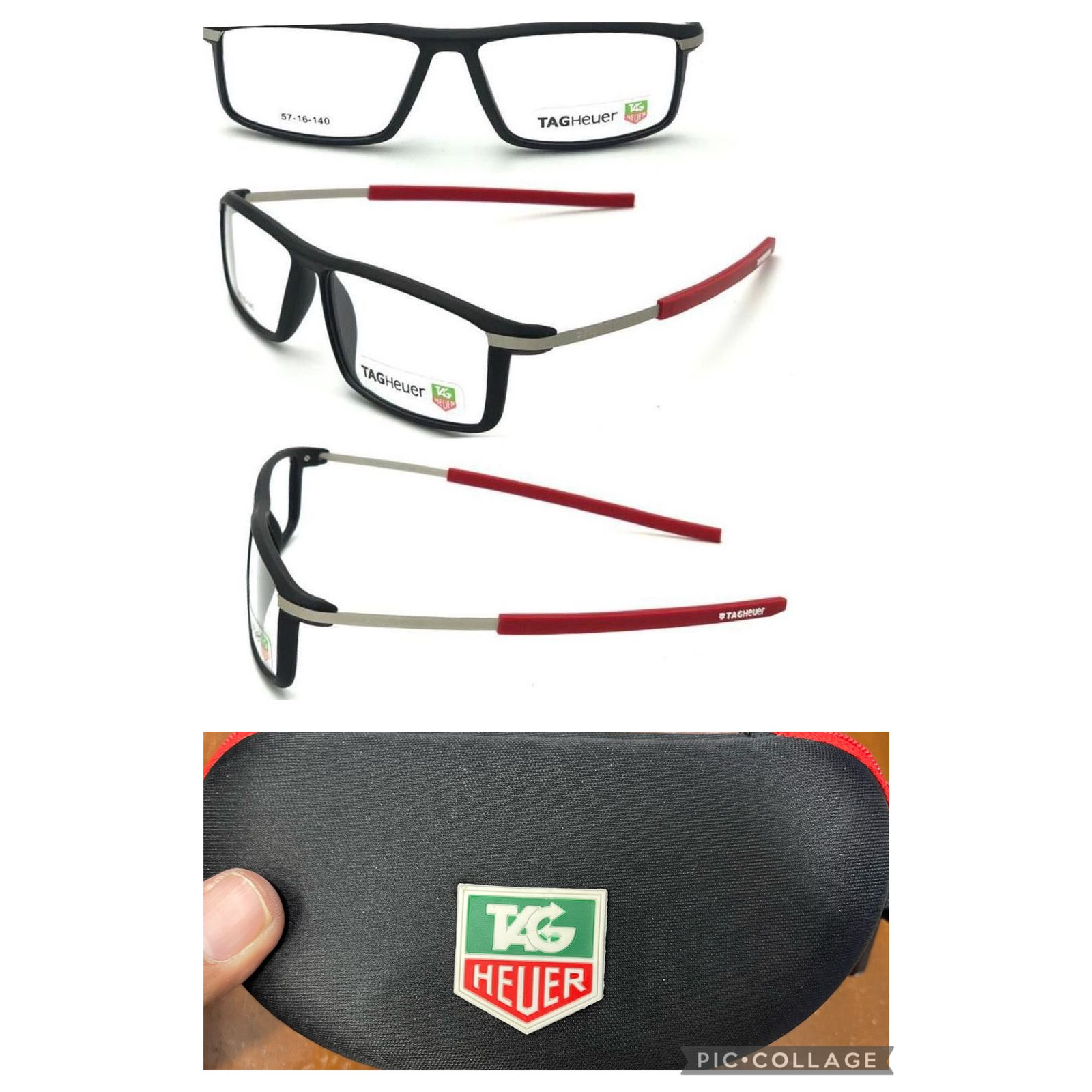 Nuevo TAG HEUER 588 SUPER Negro Rojo FULLSET Marcos De Gafas De