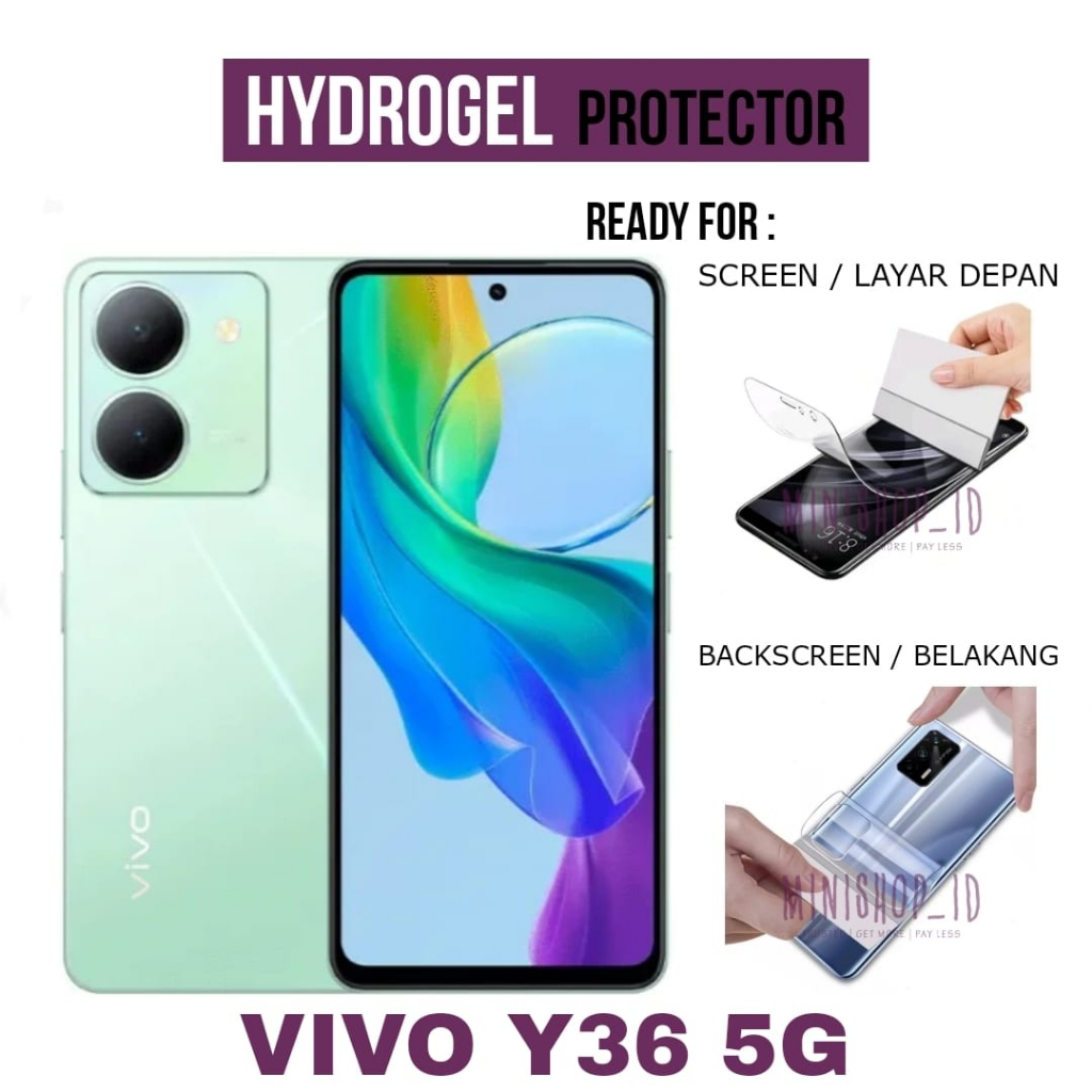 Funda de TPU para Vivo Y36 5G + HD de vidrio templado, carcasa de silicona  para parachoques trasero – 9 dureza anti-arañazos protector de pantalla