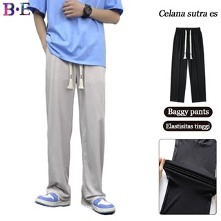 Seda de hielo Negro Blanco Trajes negros Pantalones Rectos Delgados Corea  Pantalones casuales holgados Pantalones de chándal Ropa deportiva  Pantalones