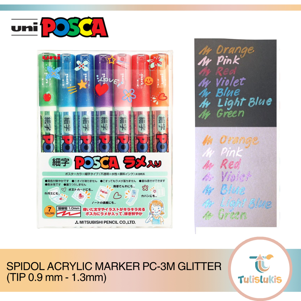 Uni Posca Rotuladores, Glittle Doodle Marker Pen Set 7 Colours Pc