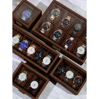 caja de reloj para hombres de plástico reloj caso pantalla almacenamiento  titular organizador caja de regalo de rejilla única