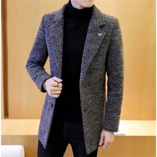 Abrigo de lana para hombre, abrigo largo de lana de doble pecho