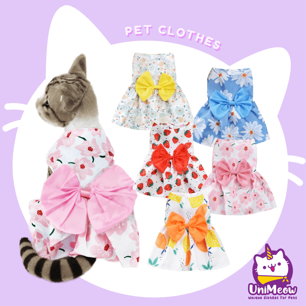 UniMeow Baju Kucing Vestido Betina Mascota Comel Linda Camisa Ropa Raya ...