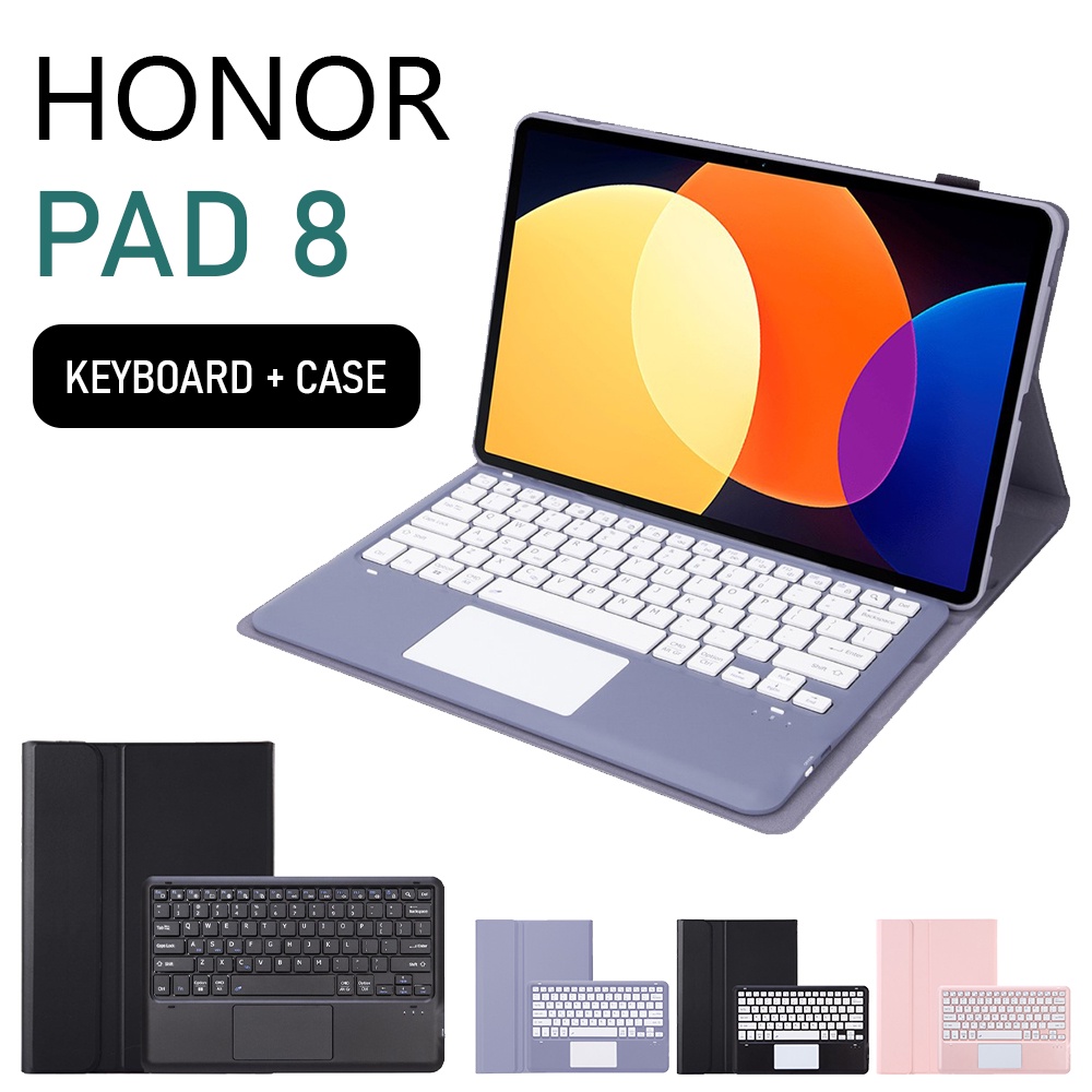 Funda de teclado para Honor Tablet 8 (Honor Pad 8), cubierta de teclado  Bluetooth inalámbrico, mouse Touchpad, funda protectora de TPU suave