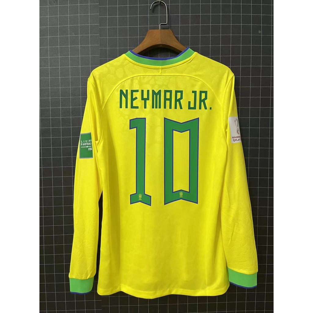 Mujer Camiseta Brasil Neymar #10 Amarillo 1ª Equipación 22-24 La Camisa Perú