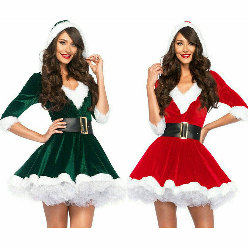 Santa Mujeres Ni as Claus Disfraz De Navidad Cosplay Se ora Xmas