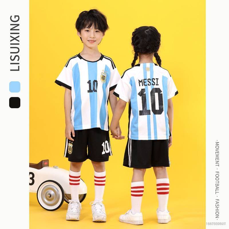 SI 22 23 Conjunto Infantil Camiseta De La Copa Del Mundo Futbol Messi En Casa Pantalones Cortos Traje De Ninos Es Shopee Chile