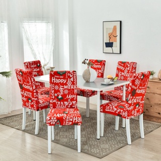 Fundas para silla de comedor elásticas Navidad Rojo - Protector