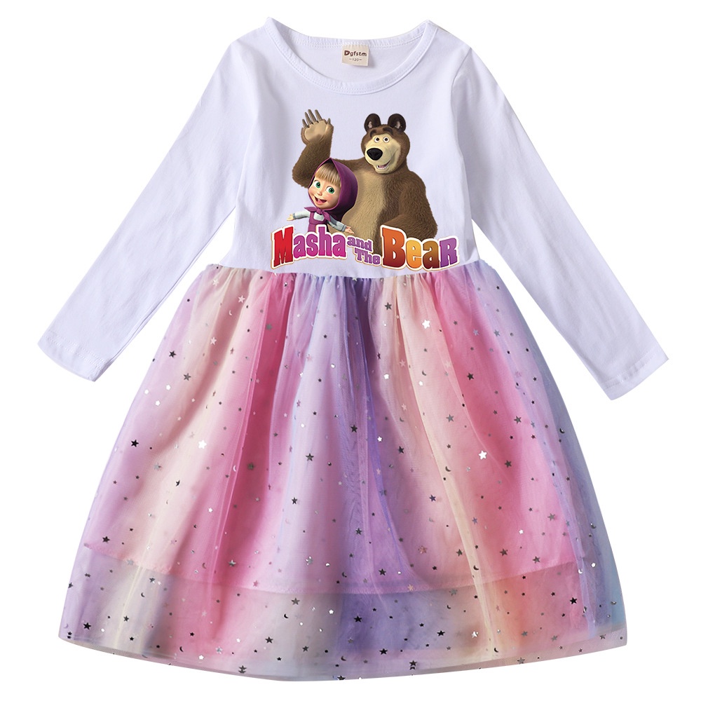 Masha Y El Oso 2-10 Niñas Trajes De Cumpleaños Vestidos Fiesta