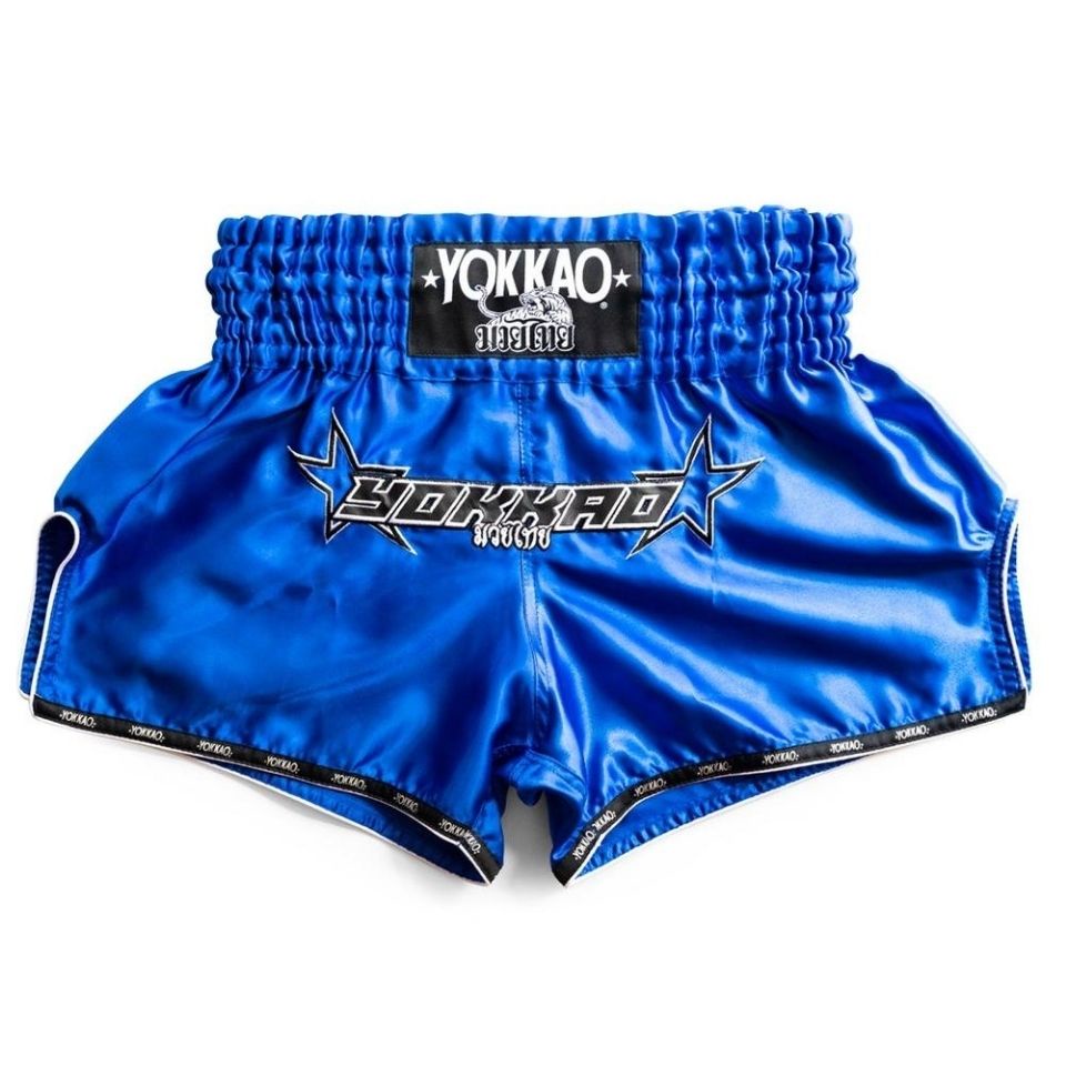 YOKKAO Pantalones Cortos Muay Thai - Talla XL, Hechos A Mano En Tailandia, Satén Y Fibra De Carbono